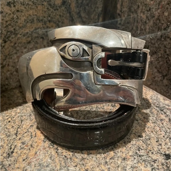 HUGE! RARE! Kieselstein Sterling Eagle/Hawk Buckle W/ Belt And 3 Pieces